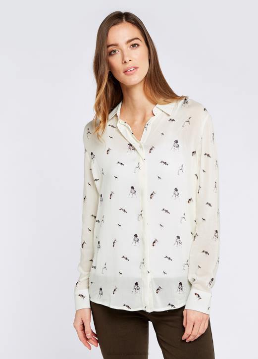 skjorta med daphne houndtryck 4VXX708 Kläder grädde Dubarry kvinnor