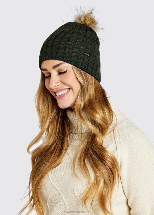 stickad mössa med bobble 4VXX423 Tillbehör oliv Dubarry kvinnor