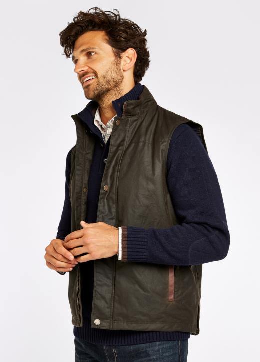 majfluga vax gilet 4VXX1001 Kläder oliv Dubarry män